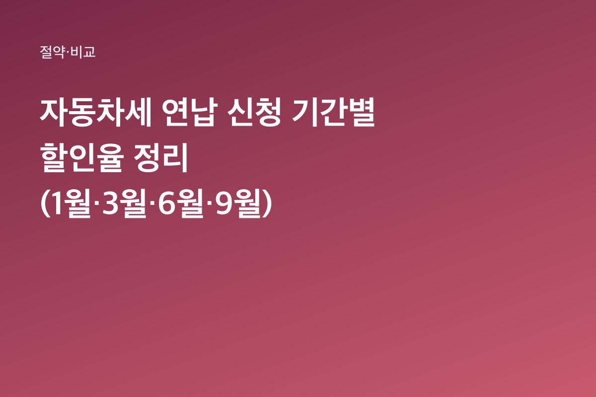 자동차세 연납 신청 기간별 할인율 정리 (1월·3월·6월·9월)